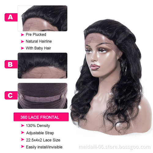 wholesale cheap factory price 100% human hair 360 Lace Frontal closure body wave closure 360 lace closure with baby hair